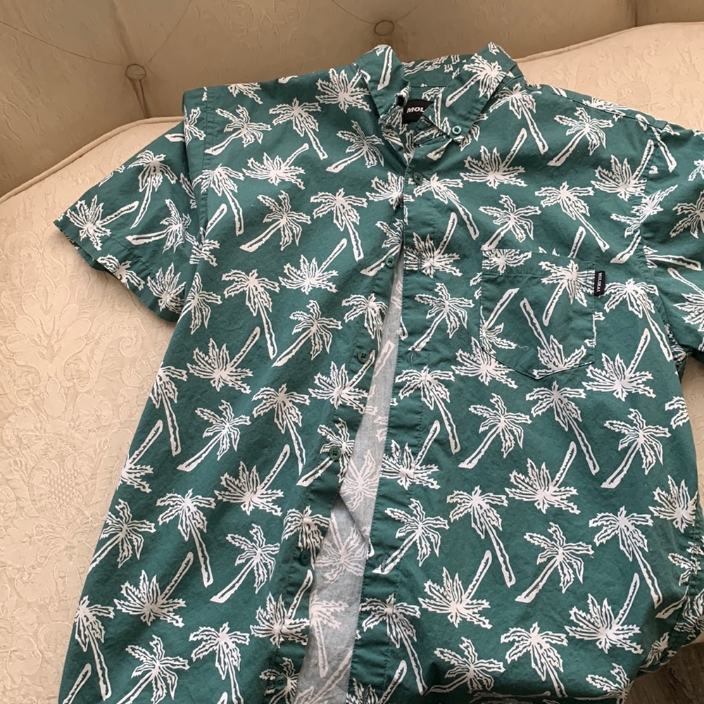 palm tree green button up